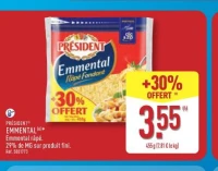 PRÉSIDENT® EMMENTAL (A)* Emmental râpé. 29% de mg sur produit fini.