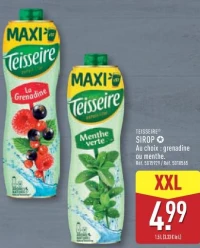 TEISSEIRE® SIROP Au choix : grenadine ou menthe.