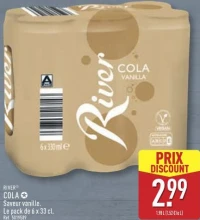 RIVER® COLA Saveur vanille. Le pack de 6 x 33 cl.