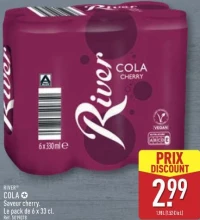 RIVER® COLA Saveur cherry. Le pack de 6 x 33 cl.