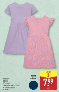 LILY & DAN ROBES 95% coton, 5% élasthanne (LYCRA). Du 2/4 au 6/8 ans.
