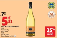 IGP CÔTES DE GASCOGNE(1) HVE Domaine Uby Blanc Doux 75 cl Soit le l : 7€75 Existe d'autres variétés