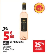 côtes de provence aop(1) estandon rosé ou blanc 75 cl