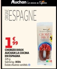 CHORIZO DOUX AUCHAN LA COCINA EN ESPAGNA
