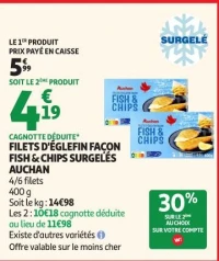 Filets d'églefin façon fish & chips surgelés auchan