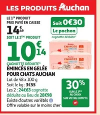 Émincés en gelée pour chats Auchan