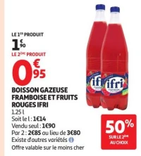 Boisson gazeuse framboise et fruits rouges Ifri