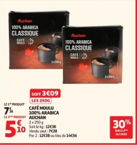 CAFÉ MOULU 100% ARABICA AUCHAN