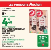 TABLETTES DE CHOCOLAT NOIR DESSERT AUCHAN