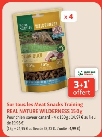 Sur tous les Meat Snacks Training REAL NATURE WILDERNESS 150g