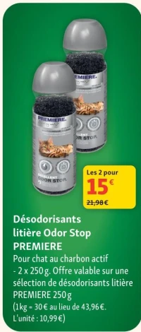 Désodorisants litière Odor Stop PREMIERE