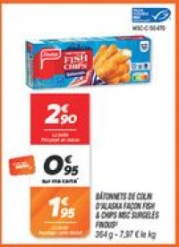 Bâtonnets de colin d'alaska façon fish & chips msc surgelés  