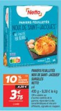 Paniers feuilletés noix de saint- jacques surgelés 