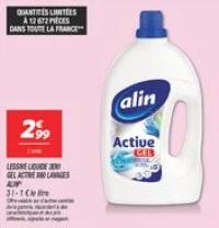 Lessive liquide 3en1 gel active x60 lavages 