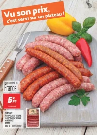 Plateau : 4 chipolatas nature, 4 chipolatas herbes 4 merguez 