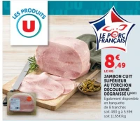 JAMBON CUIT SUPÉRIEUR AU TORCHON DÉCOUENNÉ DÉGRAISSÉ U(4)(c)