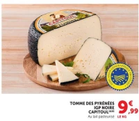 TOMME DES PYRÉNÉES IGP NOIRE CAPITOUL(1)(E) Au lait pasteurisé