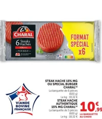 STEAK HACHE 15% MG OU SPECIAL BURGER CHARAL