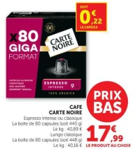 CAFE CARTE NOIRE Espresso intense ou classique