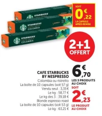 CAFE STARBUCKS BY NESPRESSO Colombia ou ristretto Blonde espresso roast