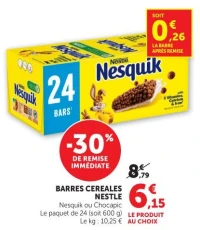 BARRES CEREALES NESTLE Nesquik ou Chocapic