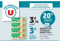 BARQUETTES CHOCOLAT NOISETTES U