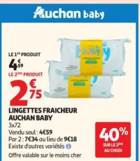 LINGETTES FRAICHEUR AUCHAN BABY