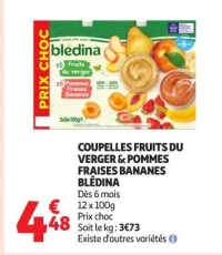 COUPELLES FRUITS DU VERGER & POMMES FRAISES BANANES BLÉDINA