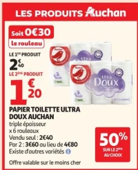 PAPIER TOILETTE ULTRA DOUX AUCHAN