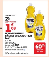 LIQUIDE VAISSELLE BIACTIVE VINAIGRE CITRON PAIC