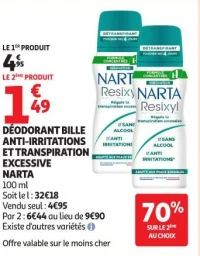 DÉODORANT BILLE ANTI-IRRITATIONS ET TRANSPIRATION EXCESSIVE NARTA