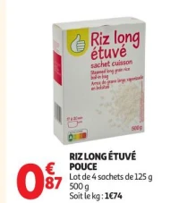 RIZ LONG ÉTUVÉ POUCE