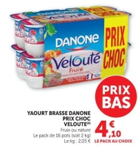 YAOURT BRASSE DANONE PRIX CHOC VELOUTE