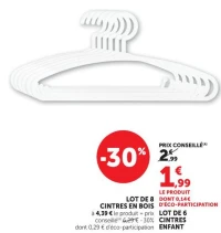 LOT DE 8 CINTRES EN BOIS CINTRES ENFANT