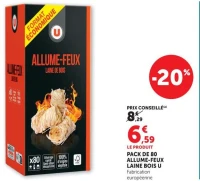 PACK DE 80 ALLUME-FEUX LAINE BOIS U