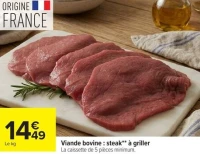 Viande bovine : steak** à griller