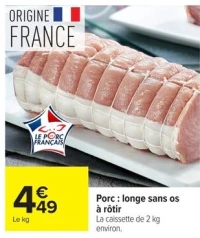 Porc : longe sans os à rôtir