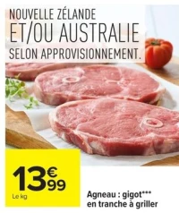 Agneau : gigot*** en tranche à griller