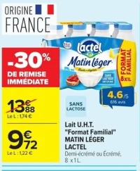 Lait U.H.T. "Format Familial" MATIN LÉGER LACTEL