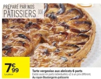 Tarte vergeoise aux abricots 6 parts