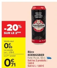 Bière KOENIGSBIER Forte 7 % vol . , 50 cl .