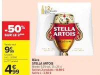 Bière STELLA ARTOIS Blonde , 5,2 % vol . , 12 x 25 cl .