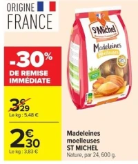 Madeleines moelleuses ST MICHEL Nature, par 24, 600 g