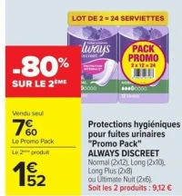 Protections hygiéniques pour fuites urinaires "Promo Pack" ALWAYS DISCREET