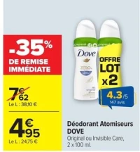 Déodorant Atomiseurs DOVE