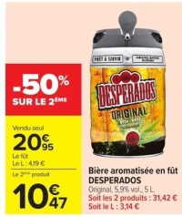 Bière aromatisée en fût DESPERADOS Original , 5,9 % vol . , 5 L