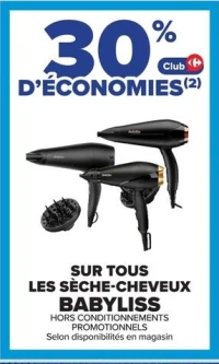 SUR TOUS LES SÈCHE-CHEVEUX BABYLISS