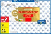 Beurre Gastronomique CARREFOUR CLASSIC' Doux ou Demi-sel