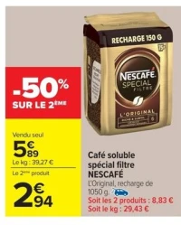 Café soluble spécial filtre NESCAFÉ L'Original, recharge de 1050 g.