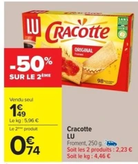 Cracotte LU Froment, 250 g.
